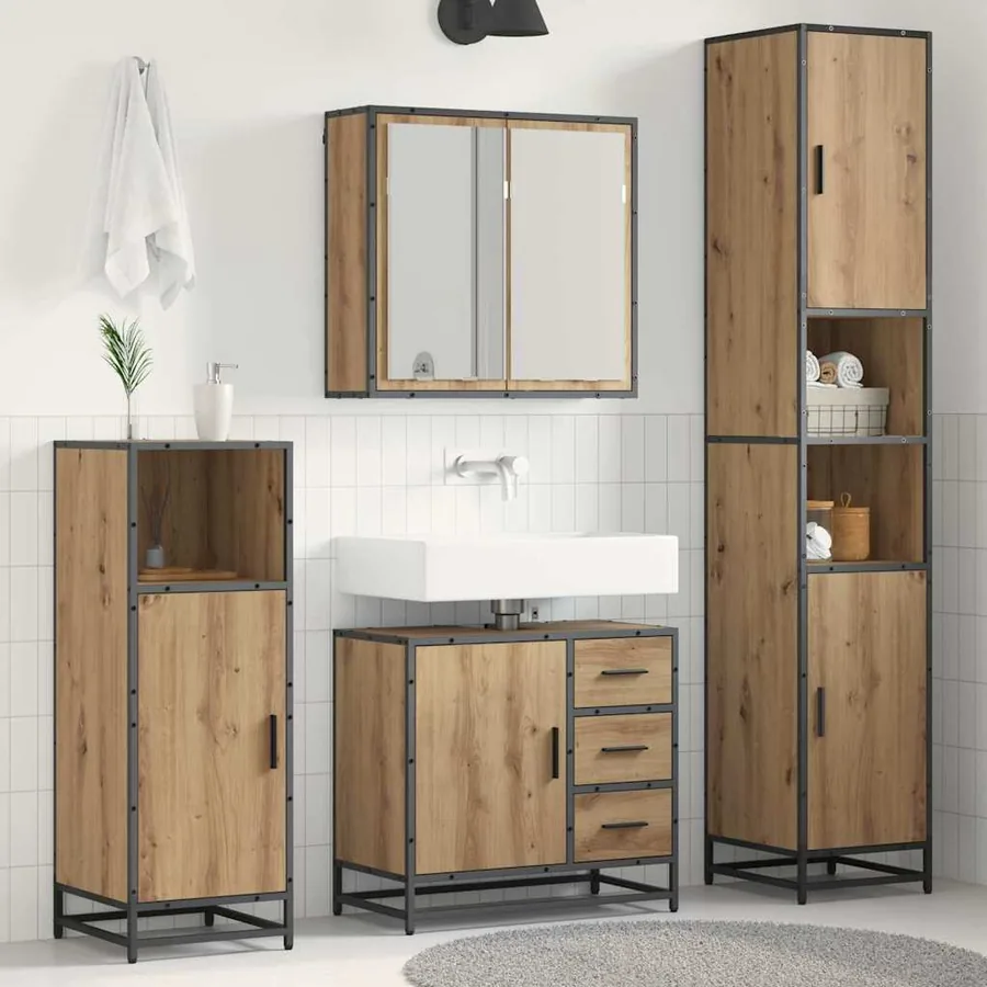 Ensemble de mobilier de salle de bain 3 pc Chêne artisanal