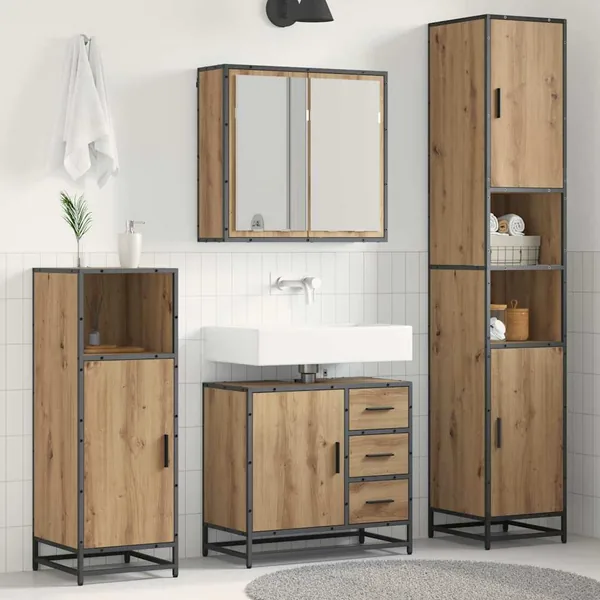 Ensemble de mobilier de salle de bain 3 pc Chêne artisanal