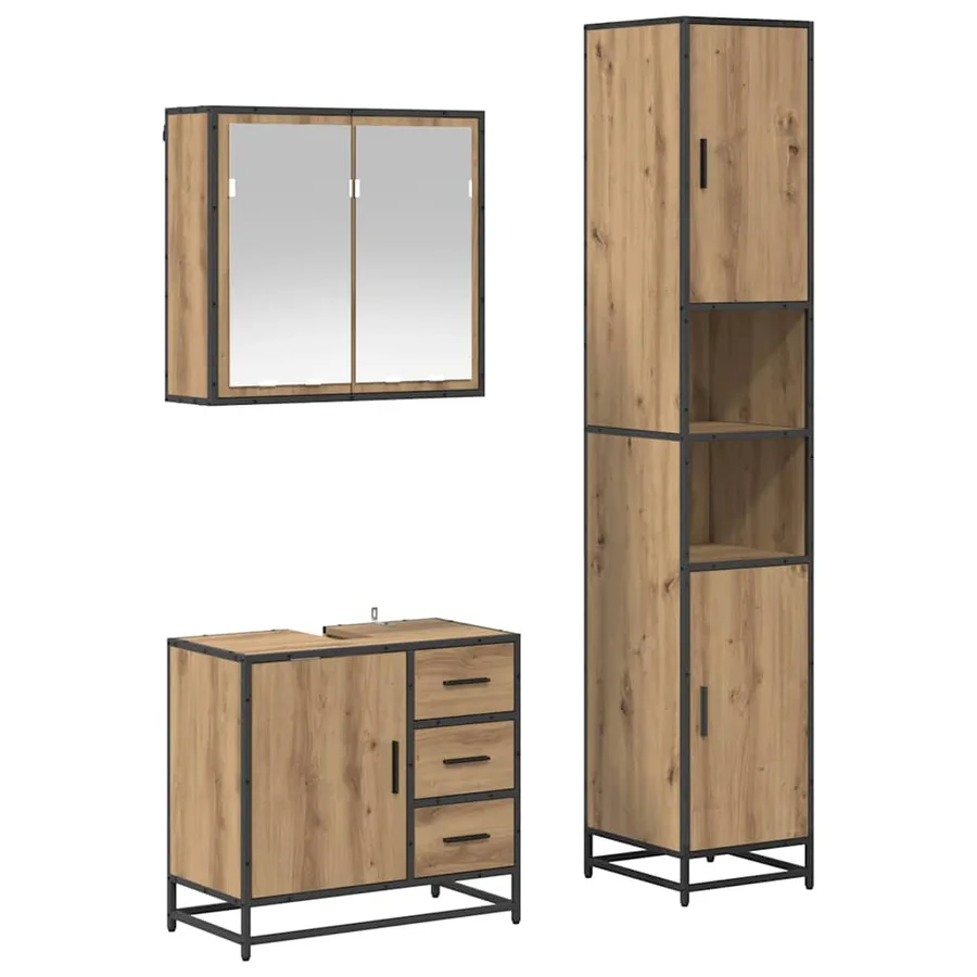 Ensemble de mobilier de salle de bain 3 pc Chêne artisanal - 2