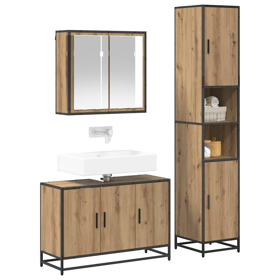 Ensemble de mobilier de salle de bain 3 pc Chêne artisanal - 3