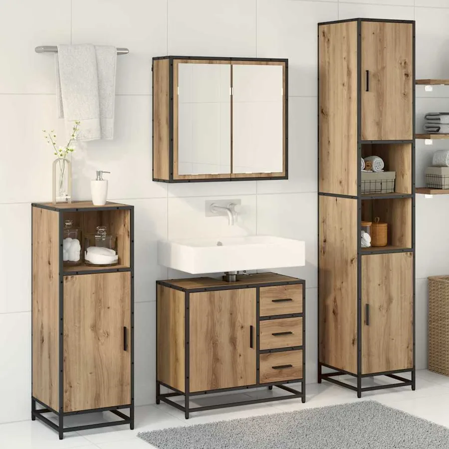 Ensemble de mobilier de salle de bain 3 pc Chêne artisanal - 4