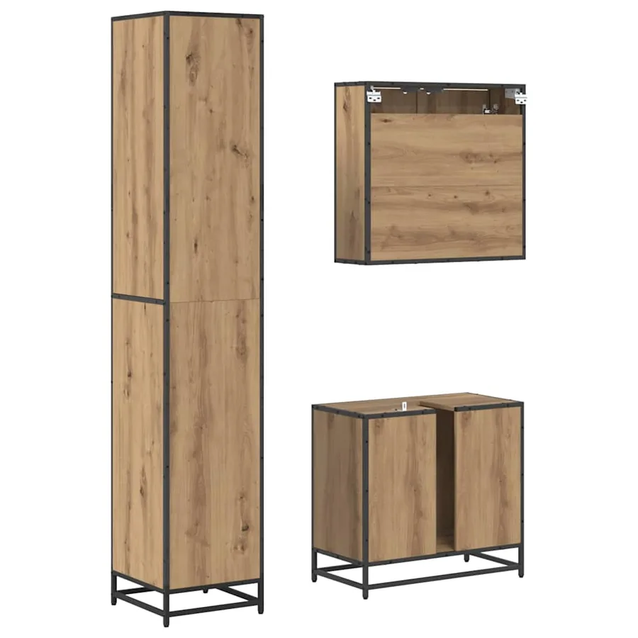 Ensemble de mobilier de salle de bain 3 pc Chêne artisanal - 9