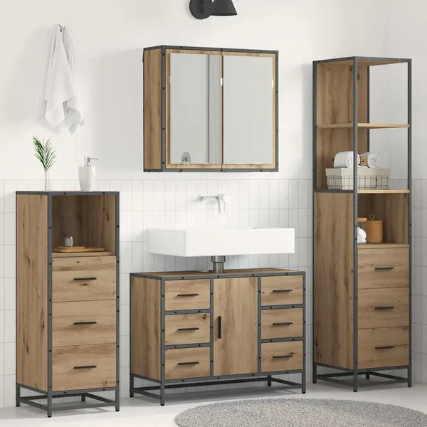 Ensemble de mobilier de salle de bain 3 pc Chêne artisanal