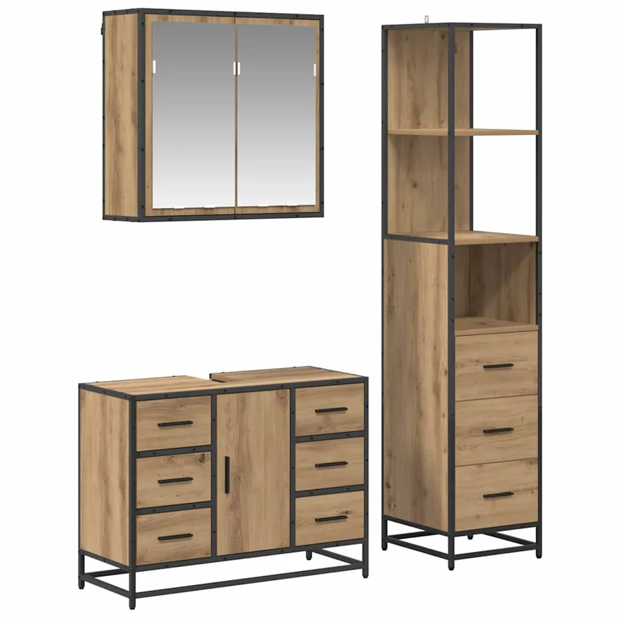 Ensemble de mobilier de salle de bain 3 pc Chêne artisanal - 2