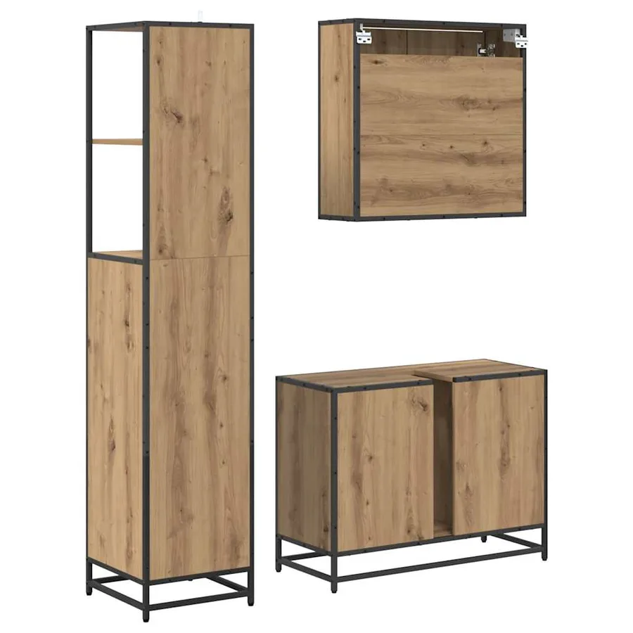 Ensemble de mobilier de salle de bain 3 pc Chêne artisanal - 9
