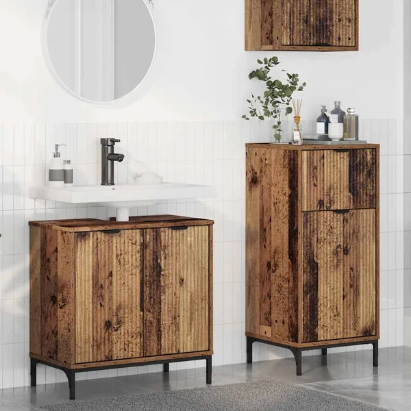 Ensemble de mobilier de salle de bain 2 pcs Bois Ancien