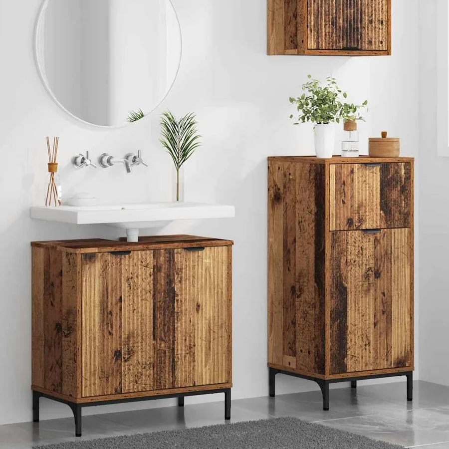 Ensemble de mobilier de salle de bain 2 pcs Bois Ancien - 4