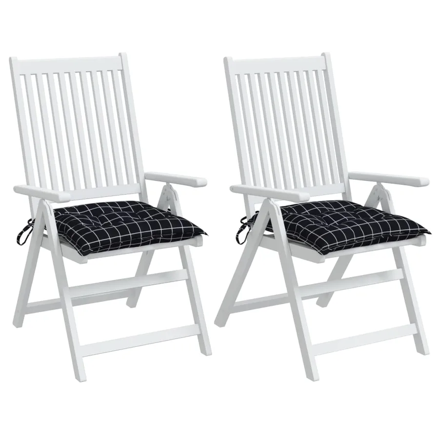 Coussins de chaise lot de 2 carreaux noir 40x40x7 cm tissu - 4