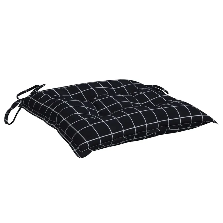 Coussins de chaise lot de 2 carreaux noir 40x40x7 cm tissu - 5
