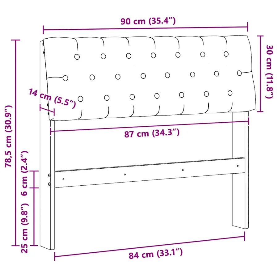 Tête de lit capitonnée Gris foncé 90 cm Pin massif - 11