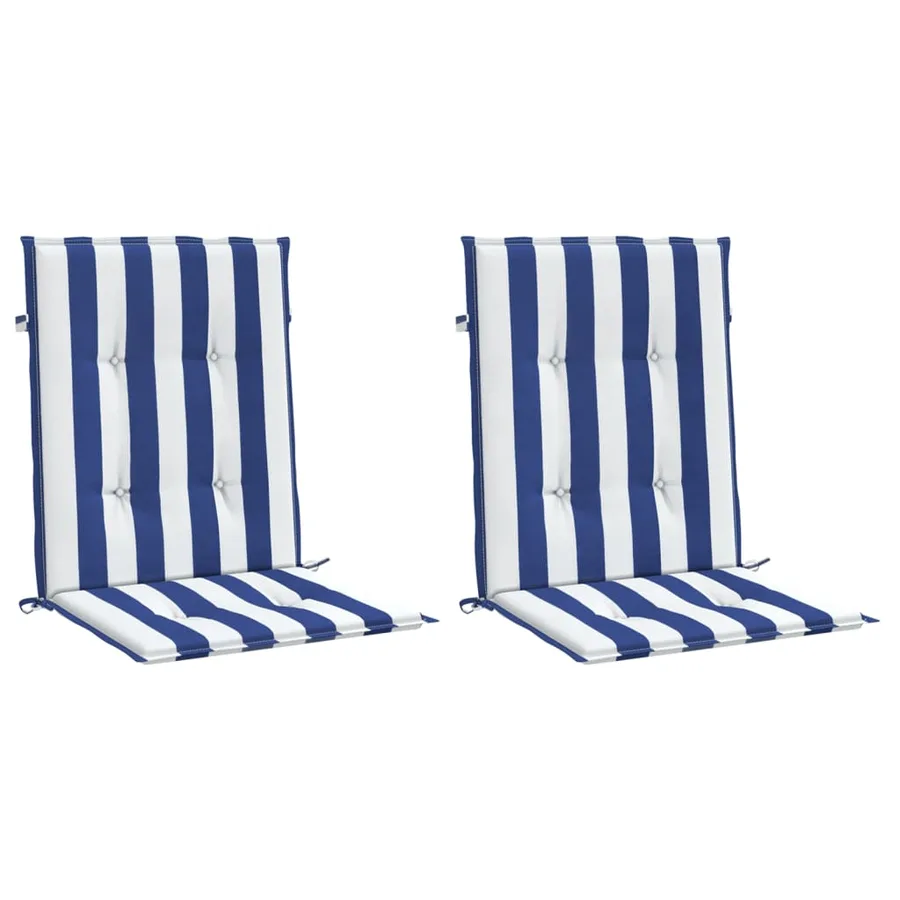 Coussins de chaise à dossier bas lot de 2 rayures bleu et blanc - 3