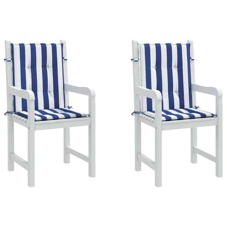 Coussins de chaise à dossier bas lot de 2 rayures bleu et blanc - 4