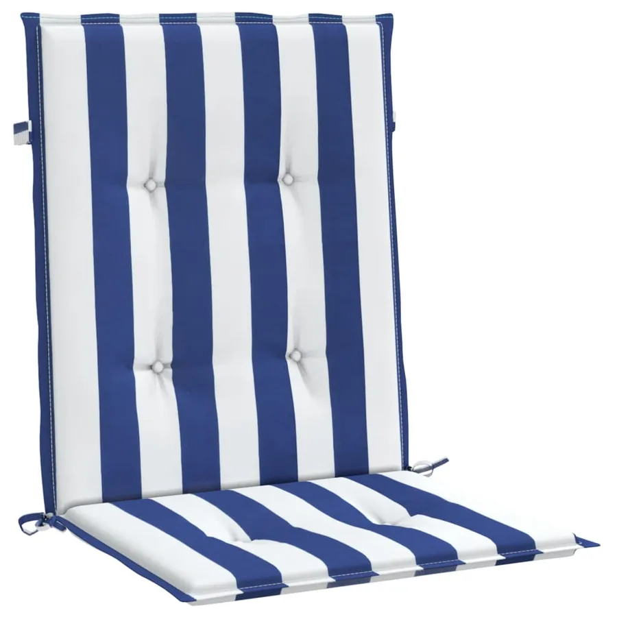 Coussins de chaise à dossier bas lot de 2 rayures bleu et blanc - 5