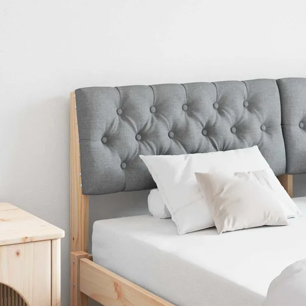 Tête de lit capitonnée Gris clair 140 cm Pin massif