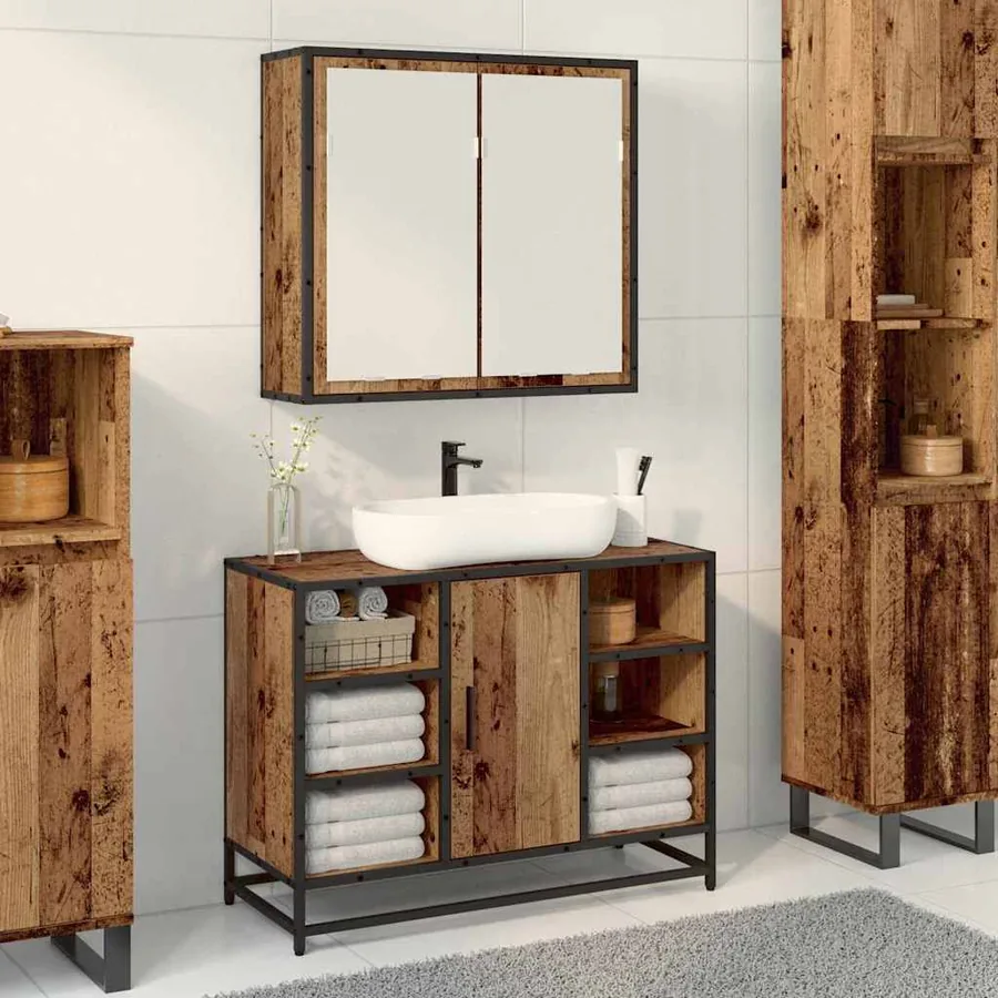 Étagère Murale avec étagère Bois ancien 65 x 20 x 60 cm