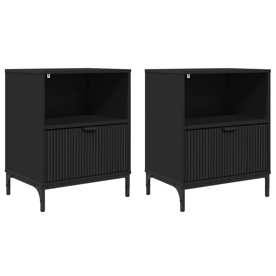 Cabinet de chevet 2 pcs Noir 49 x 36 x 61 cm Bois d'ingénierie - 2