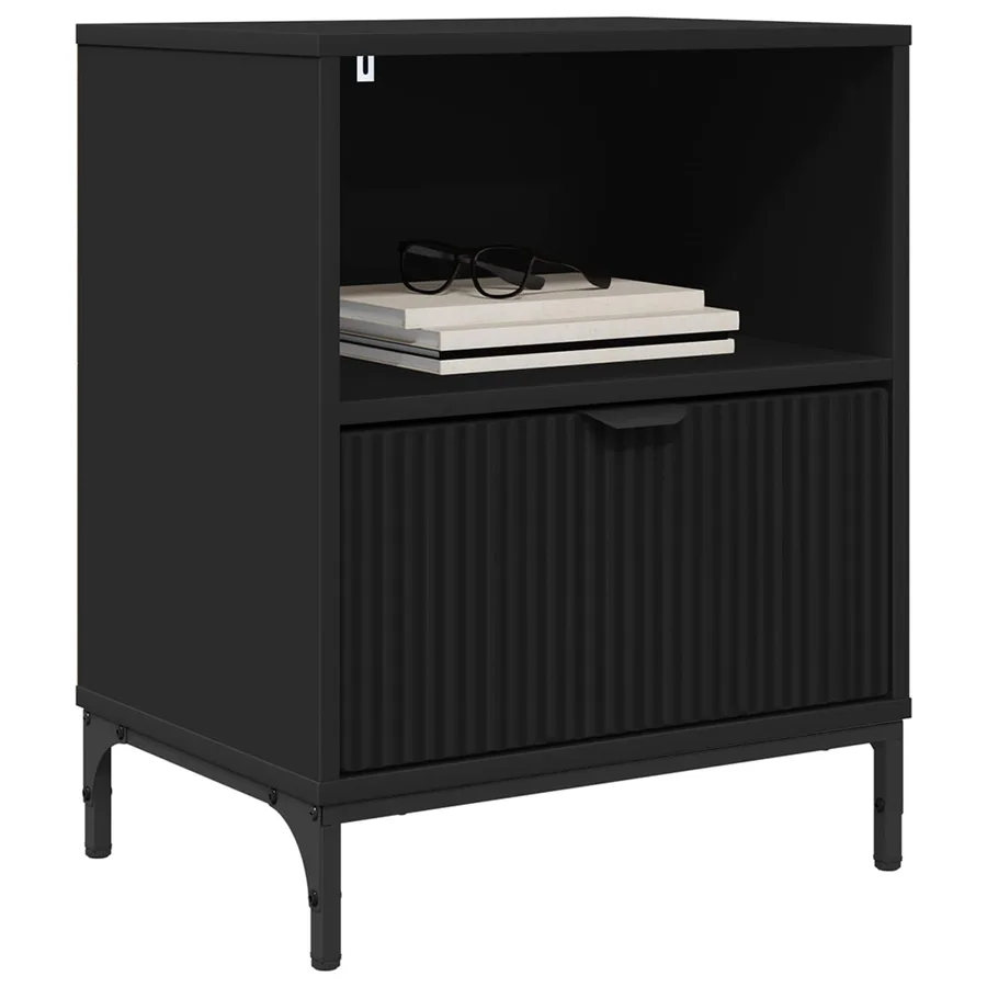Cabinet de chevet 2 pcs Noir 49 x 36 x 61 cm Bois d'ingénierie - 3