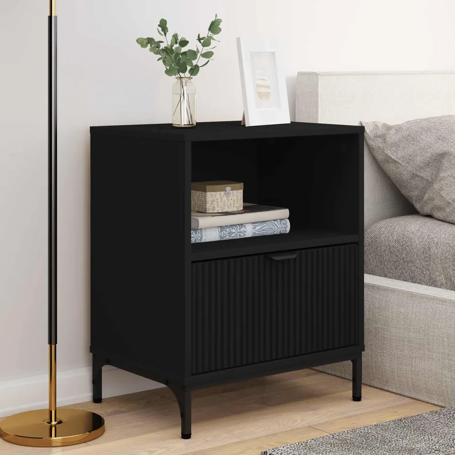 Cabinet de chevet 2 pcs Noir 49 x 36 x 61 cm Bois d'ingénierie - 4