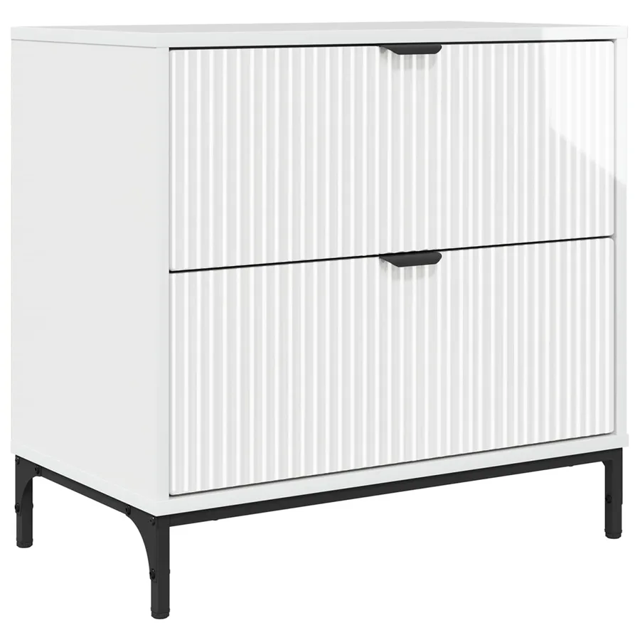 Table de chevet avec tiroir Blanc brillant 63,5 x 36 x 61 cm - 2