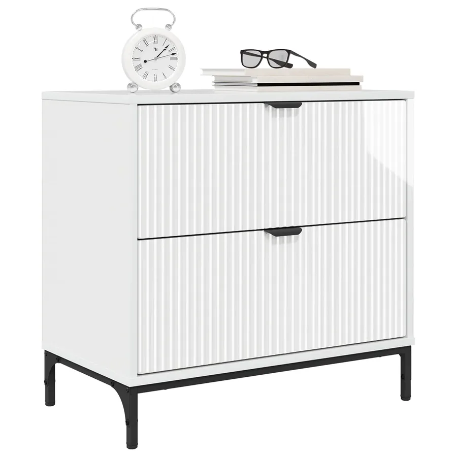 Table de chevet avec tiroir Blanc brillant 63,5 x 36 x 61 cm - 3