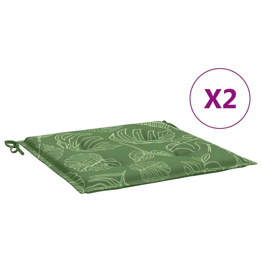 Coussins de chaise lot de 2 motif de feuilles 50x50x4 cm tissu - 2