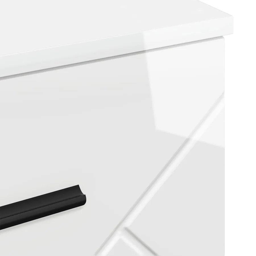 Cabinet de chevet avec tiroir Blanc brillant 38 x 38 x 66 cm - 10