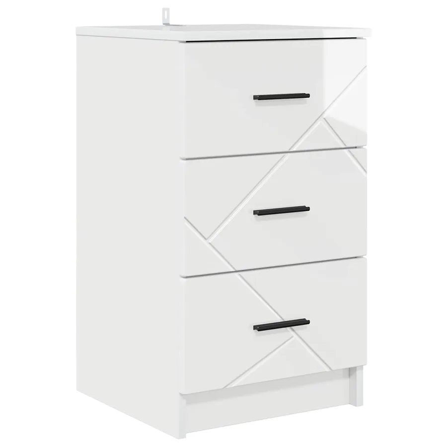 Cabinet de chevet avec tiroir Blanc brillant 38 x 38 x 66 cm - 2