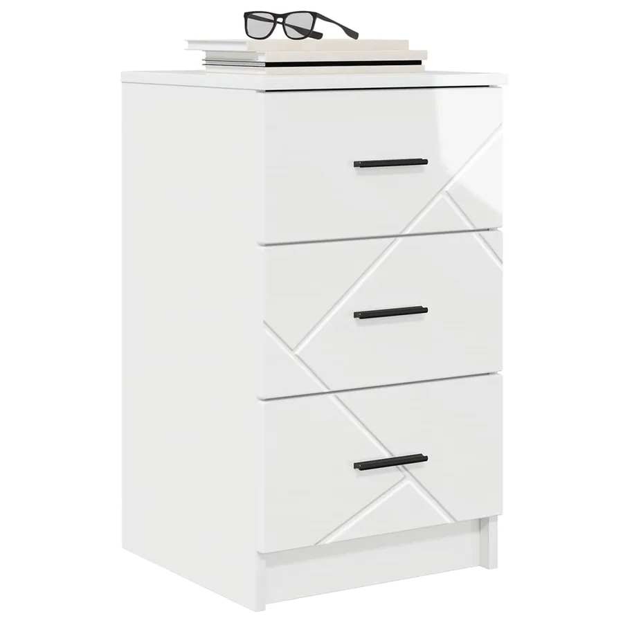 Cabinet de chevet avec tiroir Blanc brillant 38 x 38 x 66 cm - 3