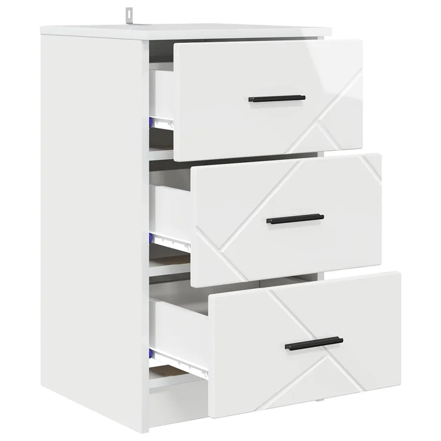 Cabinet de chevet avec tiroir Blanc brillant 38 x 38 x 66 cm - 5