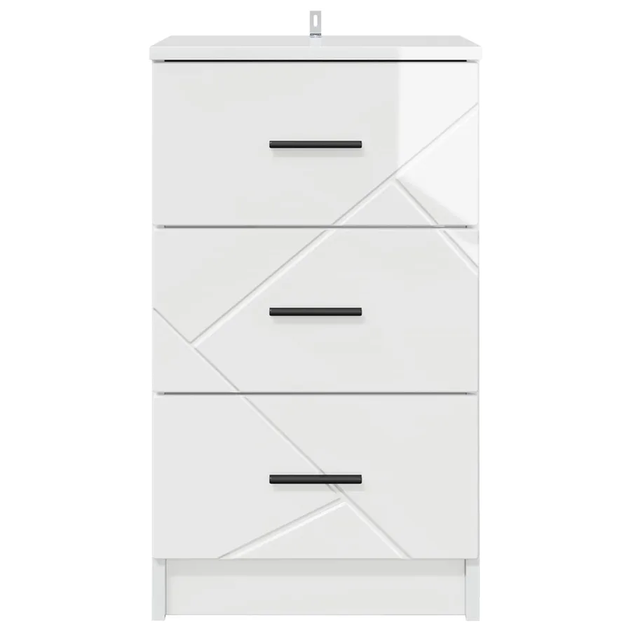 Cabinet de chevet avec tiroir Blanc brillant 38 x 38 x 66 cm - 6