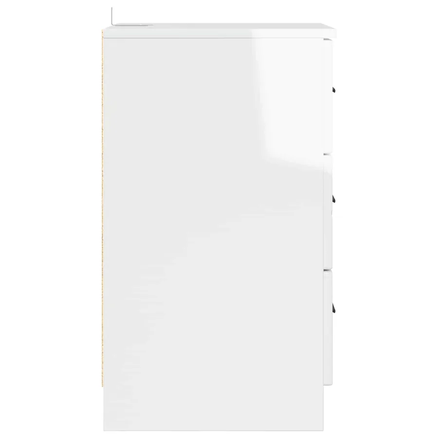 Cabinet de chevet avec tiroir Blanc brillant 38 x 38 x 66 cm - 7