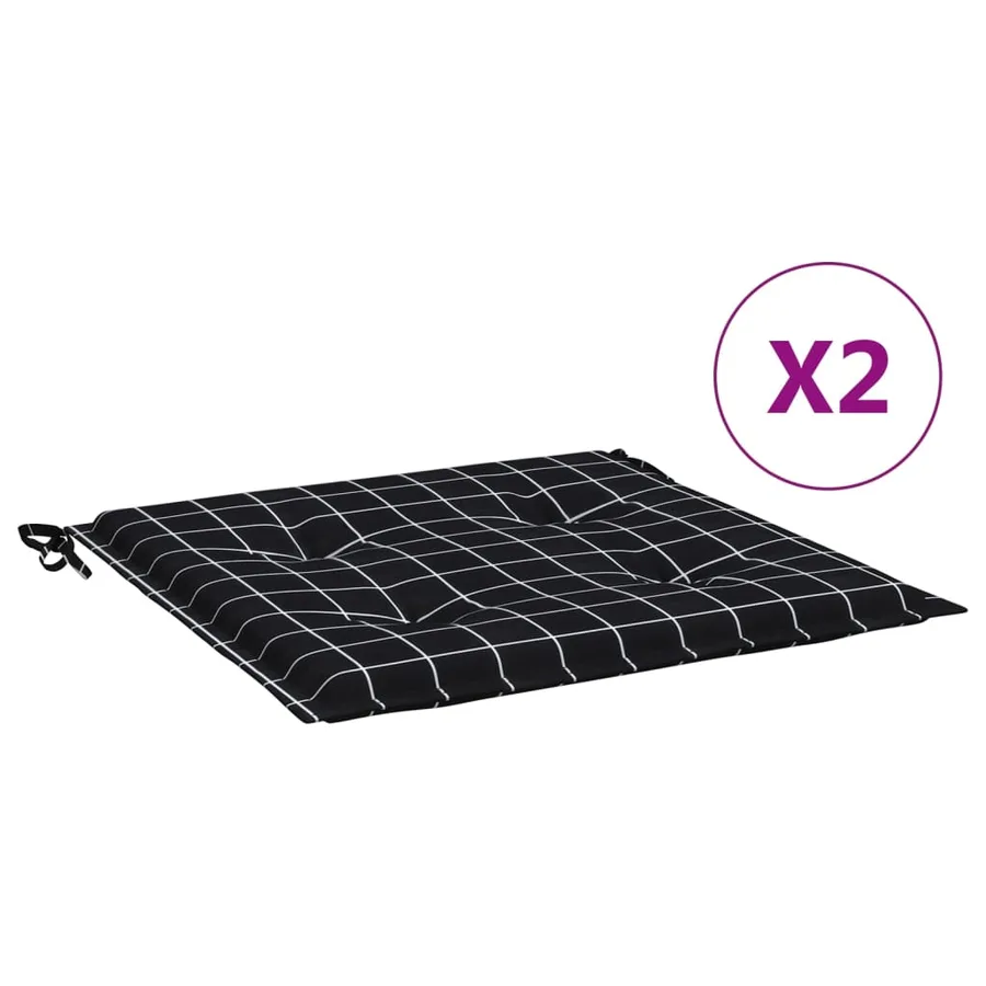Coussins de chaise de jardin lot de 2 motif à carreaux noir - 2