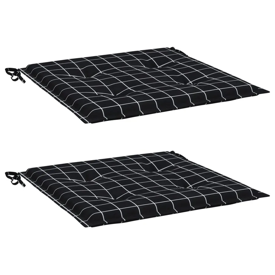 Coussins de chaise de jardin lot de 2 motif à carreaux noir - 3