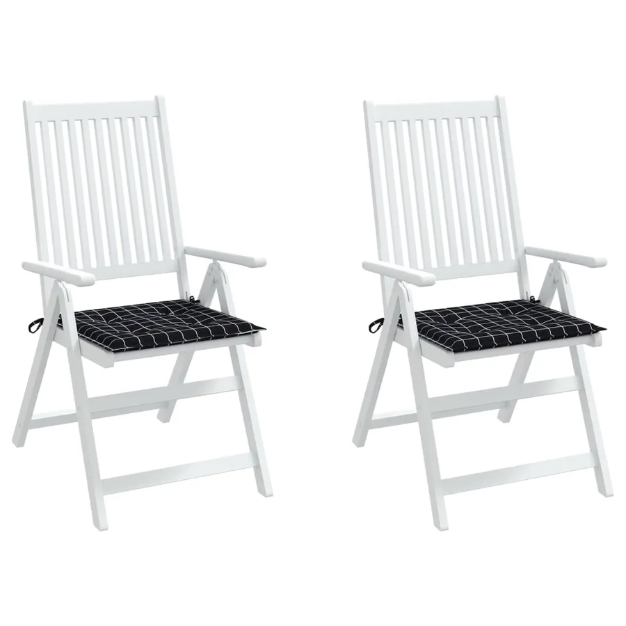 Coussins de chaise de jardin lot de 2 motif à carreaux noir - 4