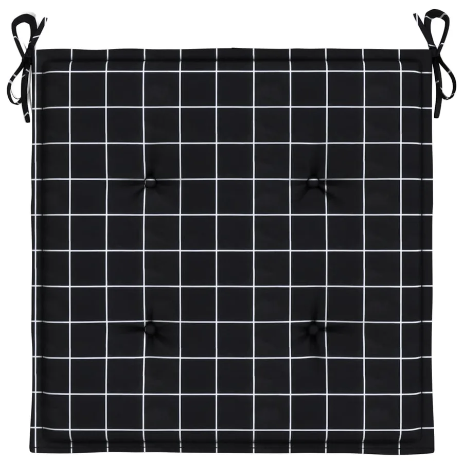 Coussins de chaise de jardin lot de 2 motif à carreaux noir - 6