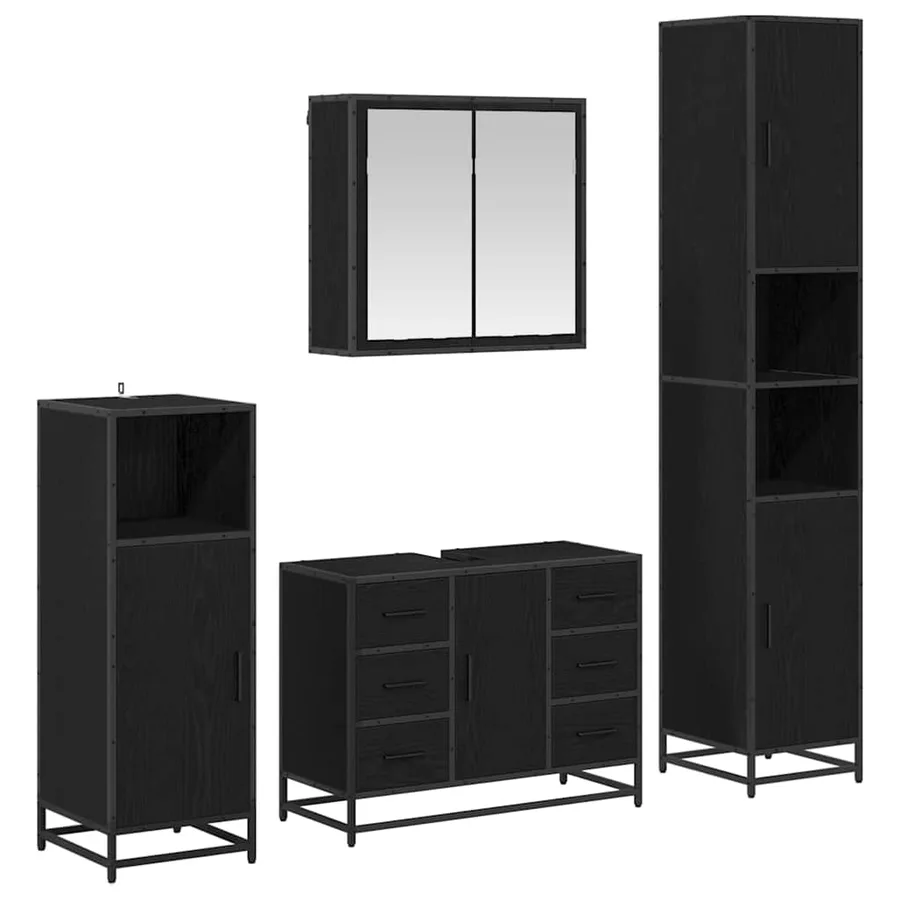 Ensemble de mobilier de salle de bain 4 pcs Chêne noir - 2