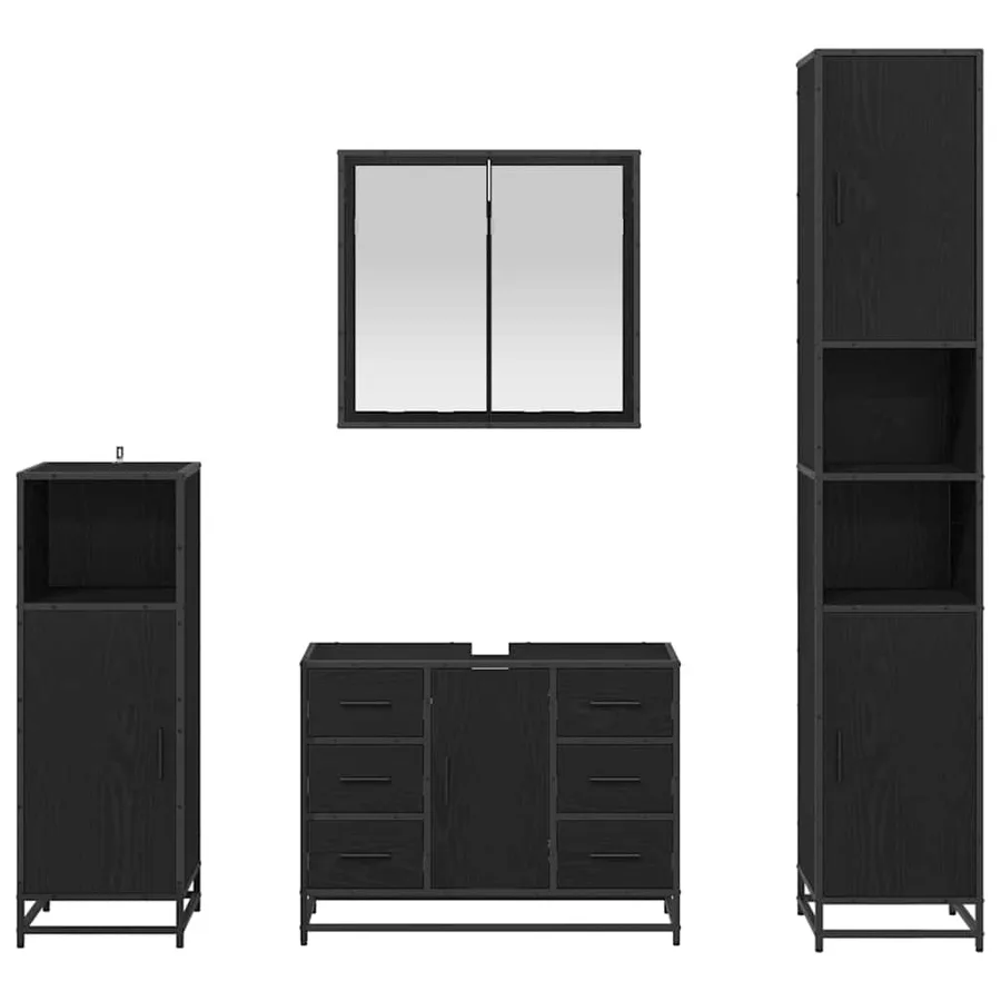 Ensemble de mobilier de salle de bain 4 pcs Chêne noir - 9