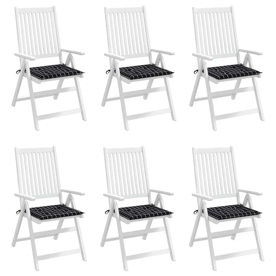Coussins de chaise de jardin lot de 6 motif à carreaux noir - 4