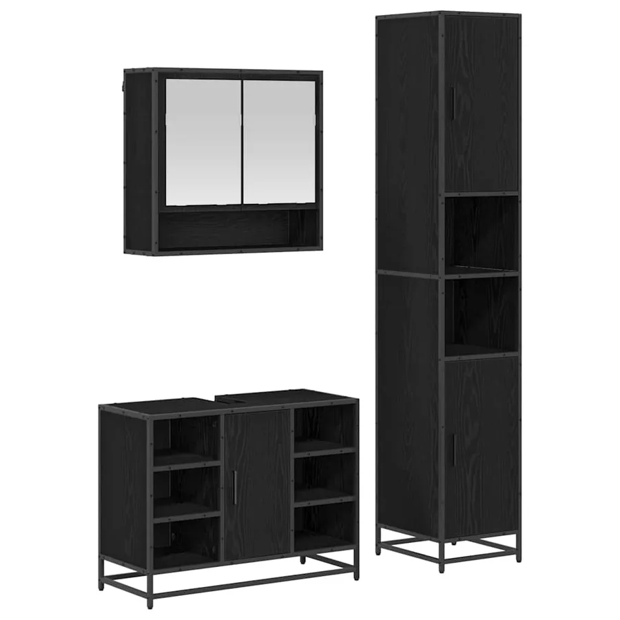 Ensemble de mobilier de salle de bain 3 pcs Chêne noir - 2