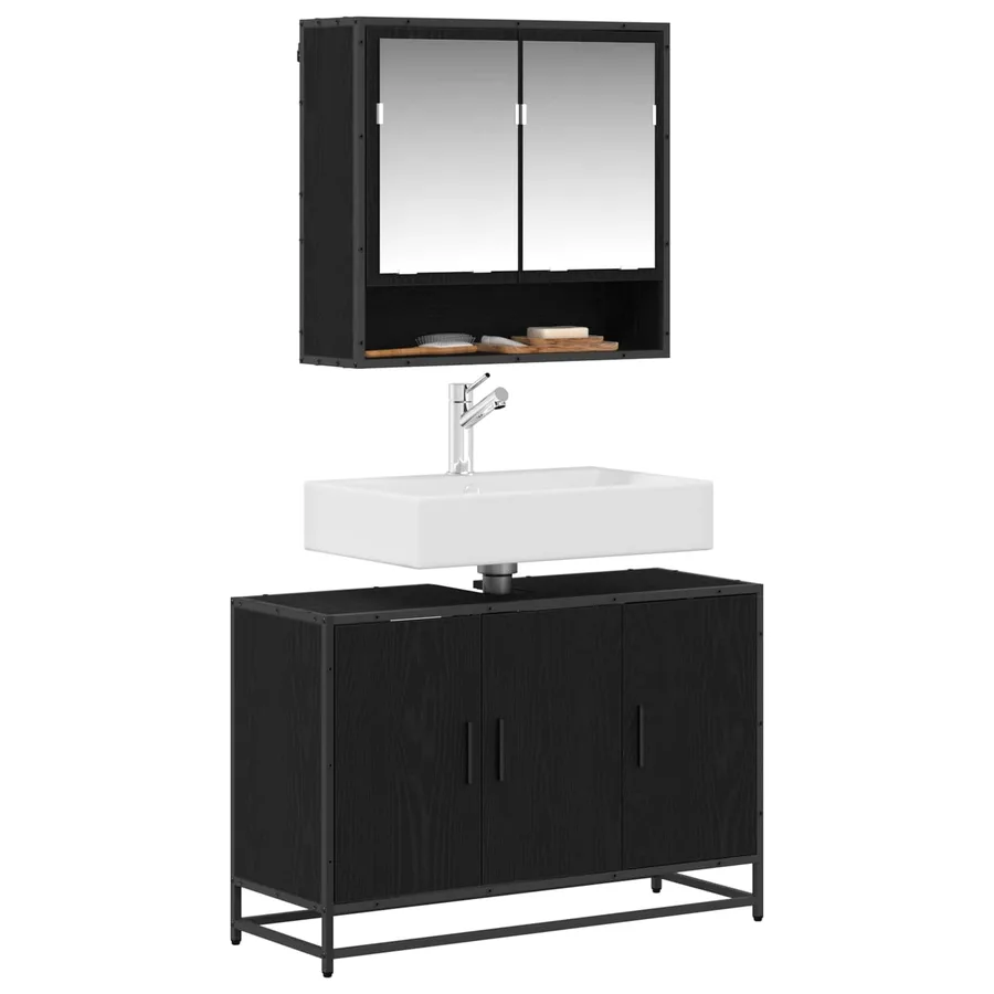 Ensemble de mobilier de salle de bain 2 pcs Chêne noir - 3