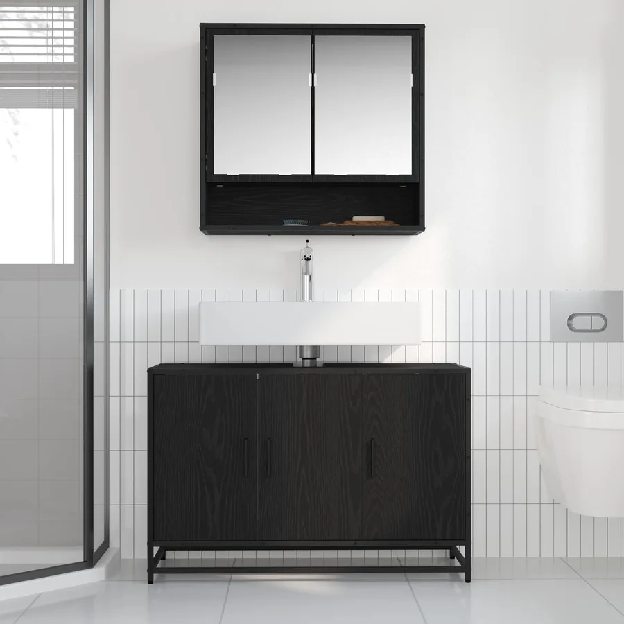 Ensemble de mobilier de salle de bain 2 pcs Chêne noir - 4