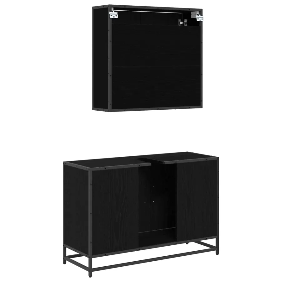 Ensemble de mobilier de salle de bain 2 pcs Chêne noir - 9