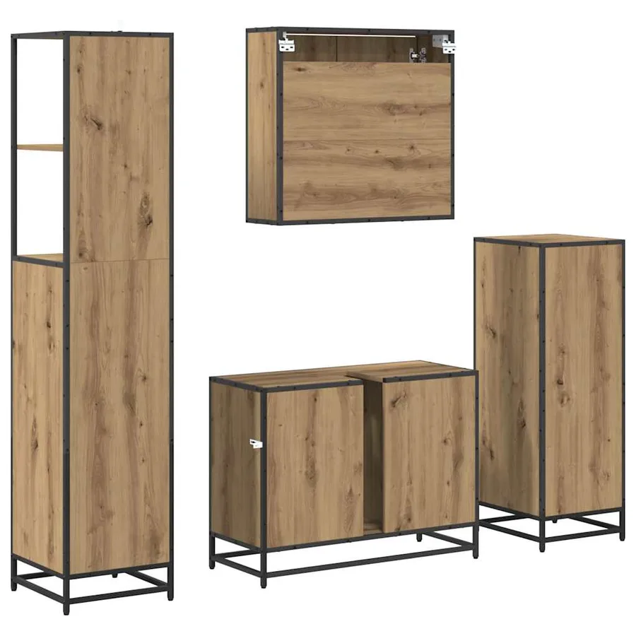 Ensemble de mobilier de salle de bain 4 pc Chêne artisanal - 10