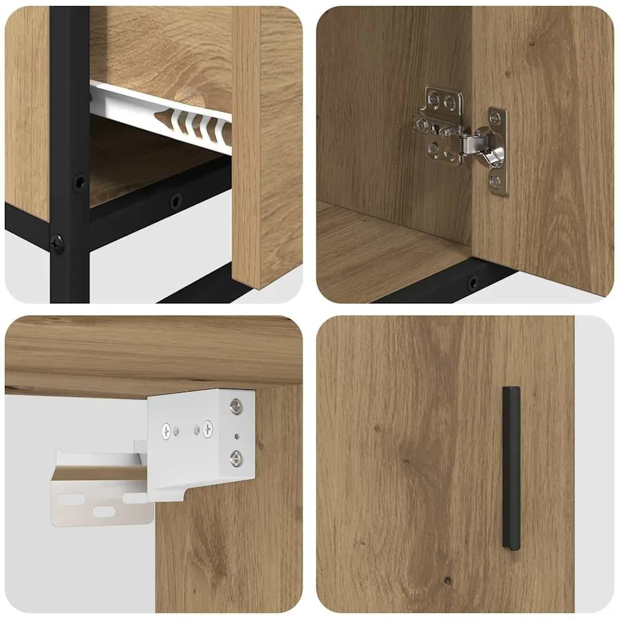 Ensemble de mobilier de salle de bain 4 pc Chêne artisanal - 12