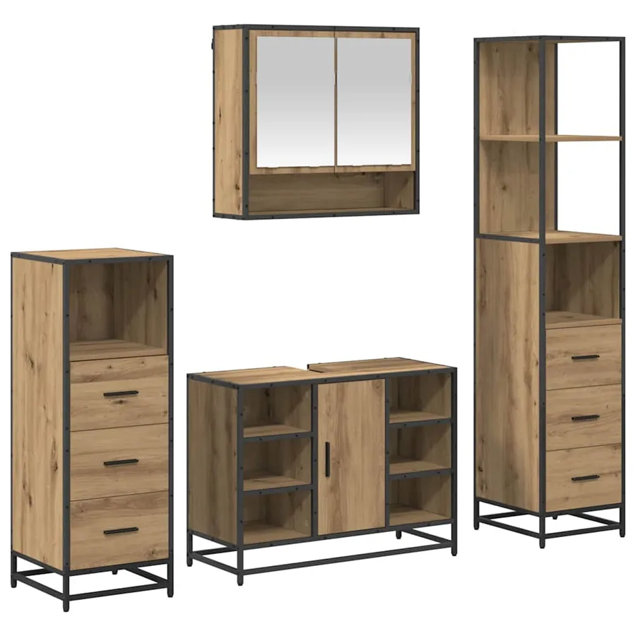 Ensemble de mobilier de salle de bain 4 pc Chêne artisanal - 2