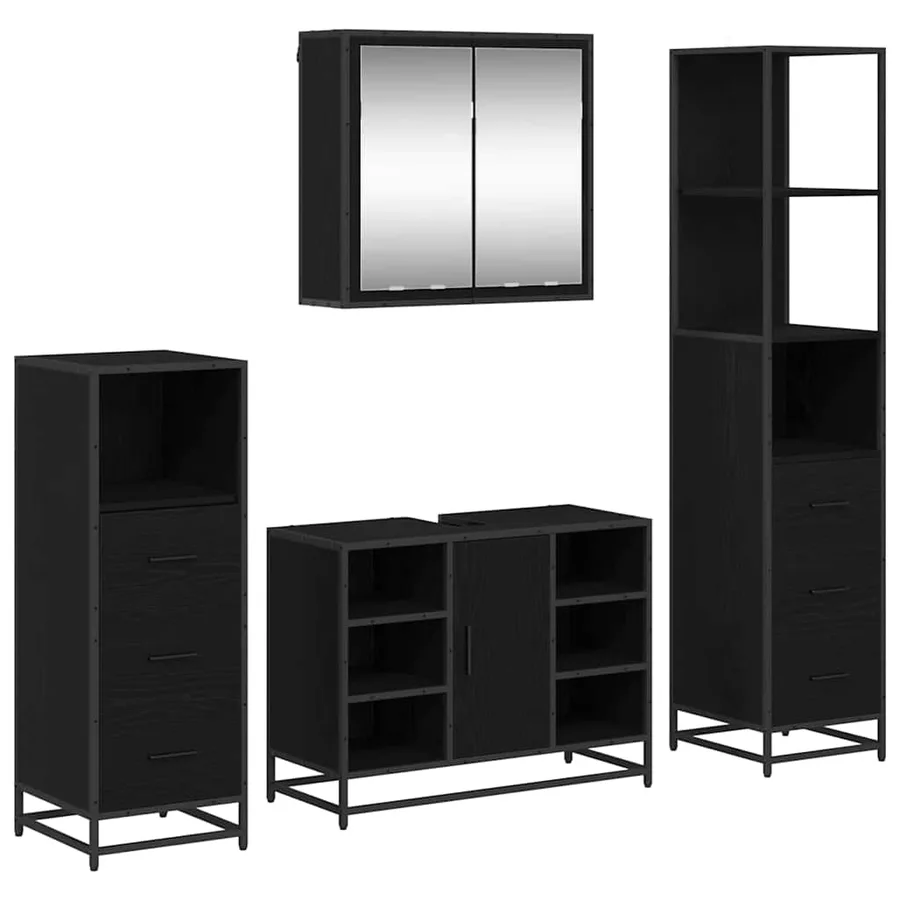 Ensemble de mobilier de salle de bain 4 pcs Chêne noir - 2