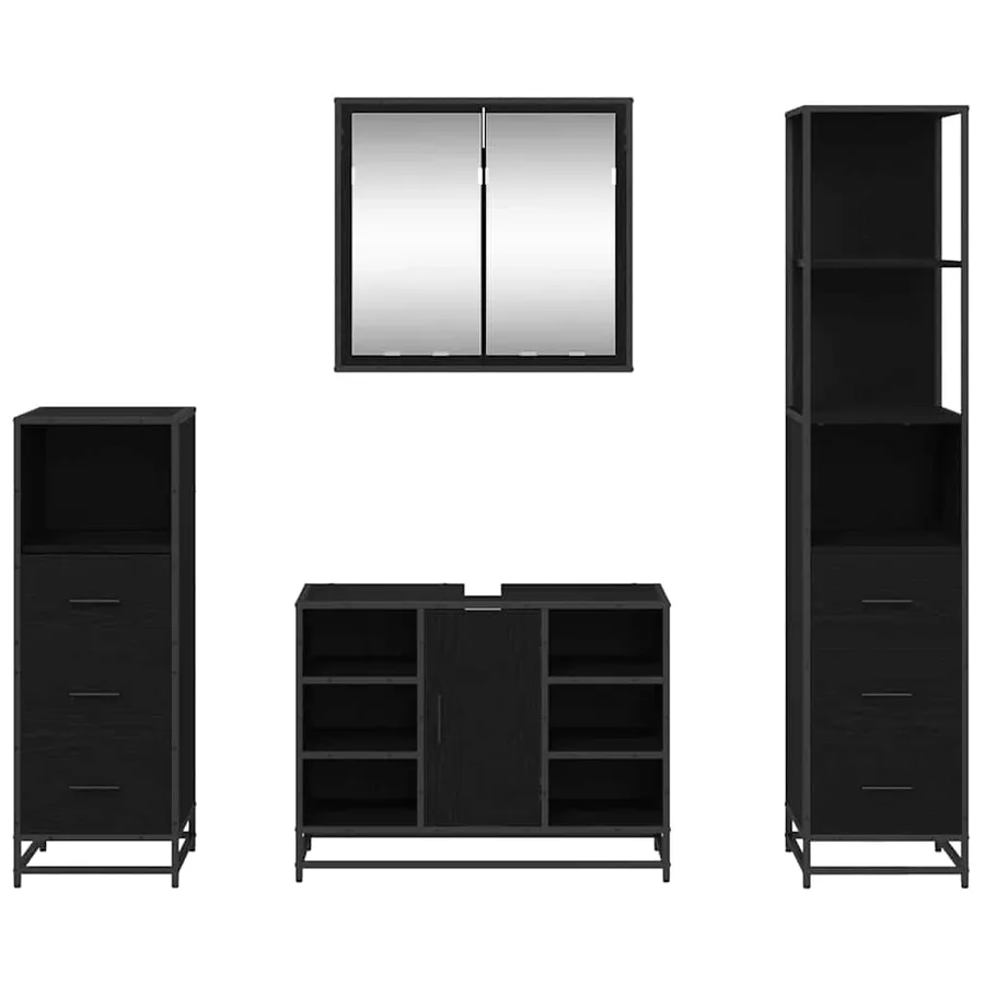 Ensemble de mobilier de salle de bain 4 pcs Chêne noir - 9