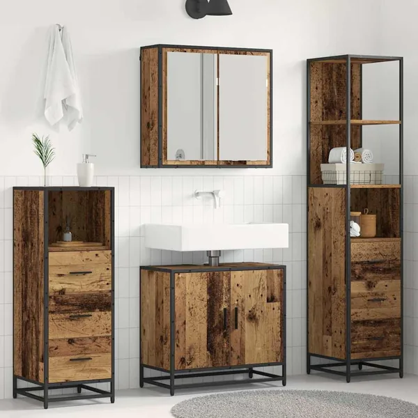 Ensemble de mobilier de salle de bain 4 pcs Bois Ancien