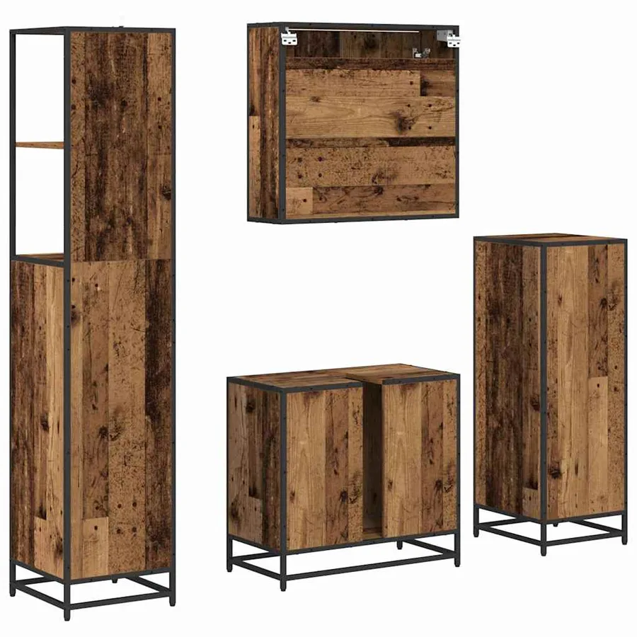 Ensemble de mobilier de salle de bain 4 pcs Bois Ancien - 8