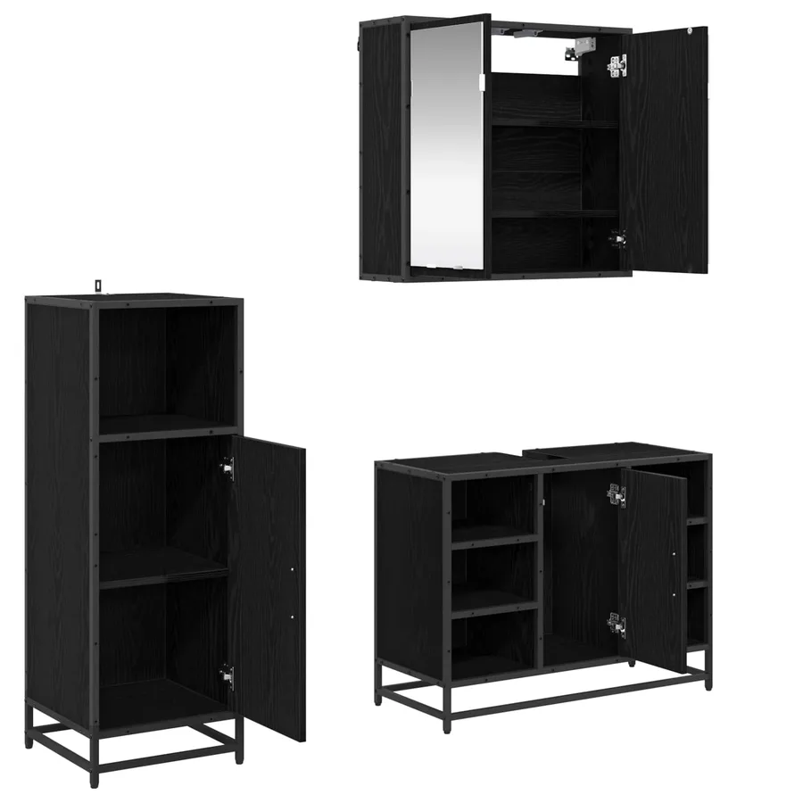 Ensemble de mobilier de salle de bain 3 pcs Chêne noir - 5